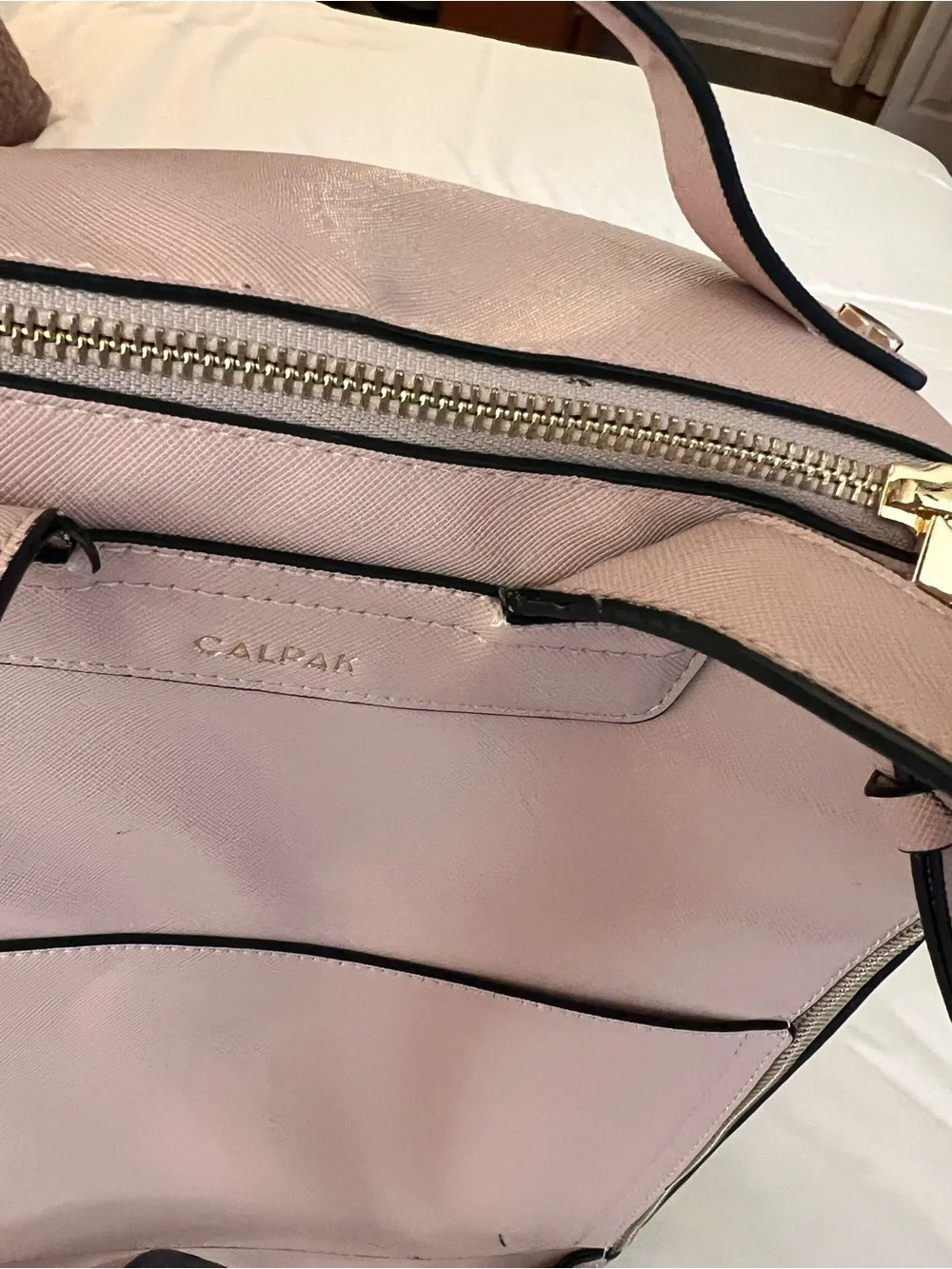 Calpak Pale Pink Structured Backpack with Braided Trim
